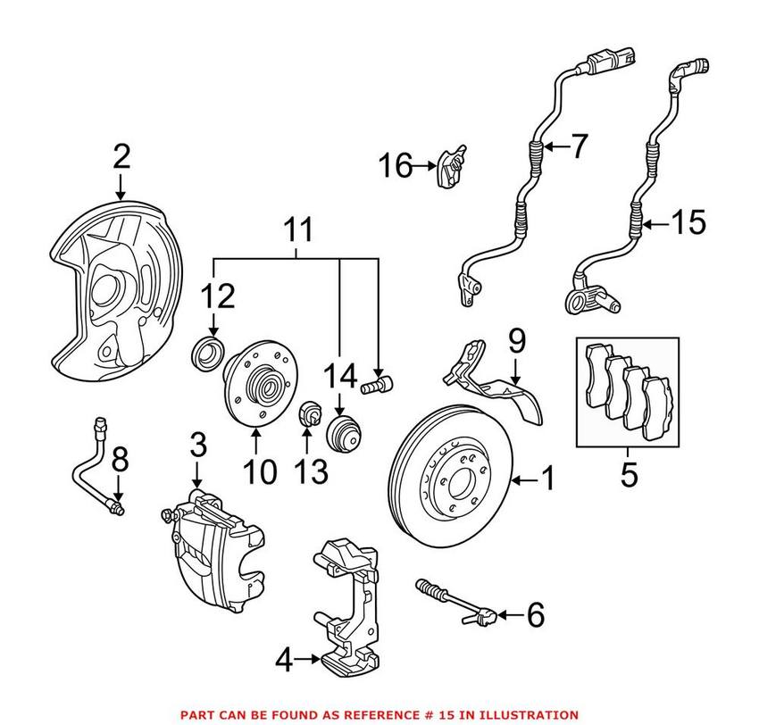 Mercedes ABS Wheel Speed Sensor - Front Passenger Side 1705400917